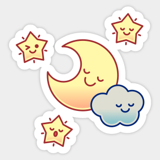 Sleepover (Moon, Stars, and Cloud) Sticker